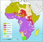 Carte de l'Afrique langues