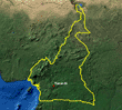 Carte du Cameroun avec drapeau