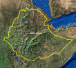 Carte de l'Ethiopie avec drapeau